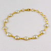 Natural Pearl Brass Bracelet H - BZB999 18K Gold Plated Trillion 6x6mm Bezel Setting Brass Bracelet